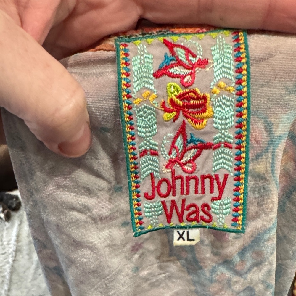 Johnny Was Multicolor Patchwork Short Dolman Crop Top - Picture 2 of 4